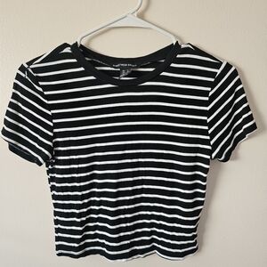 Black and White Striped Women's Top